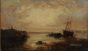 Samuel Rama Painting - Escena costera matutina con envío paisaje Samuel Bough